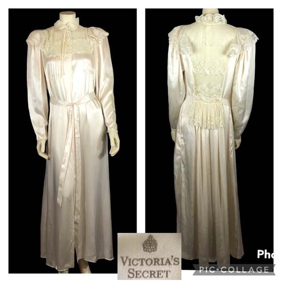 Vintage Victoria’s Secret gold label lace Victorian Edwardian robe size small - Picture 9 of 12
